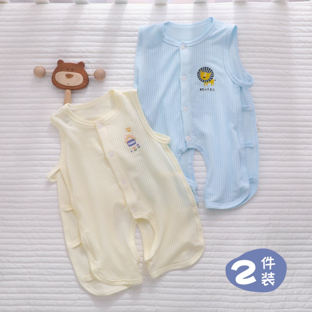 婴儿夏装男宝宝女2025新款冰丝莫代尔连体夏季薄款琵琶衣服59码73