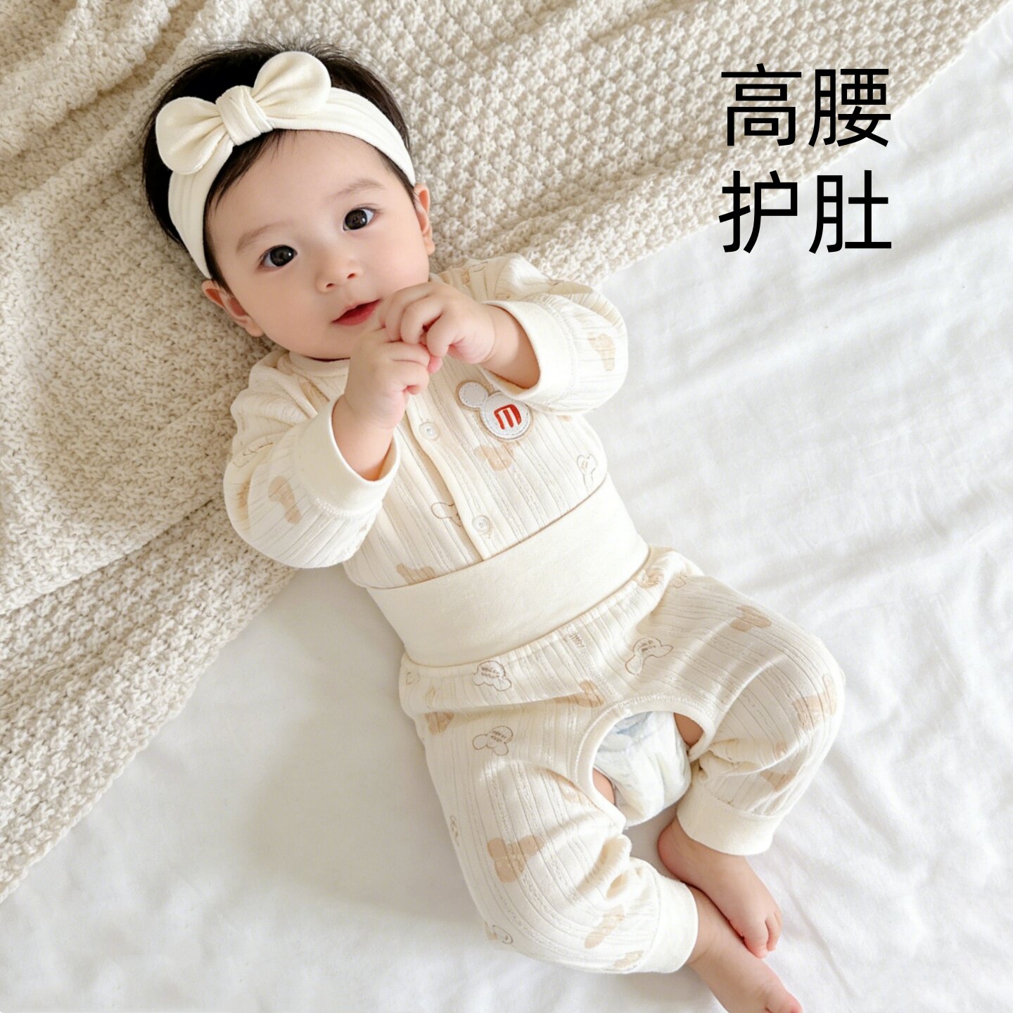 婴儿分体套装纯棉a类男女宝宝幼儿秋衣秋裤高腰保暖内衣开裆睡衣