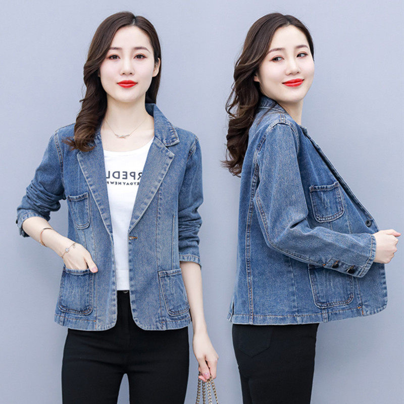 宽松显瘦短款牛仔外套女百搭西装图片