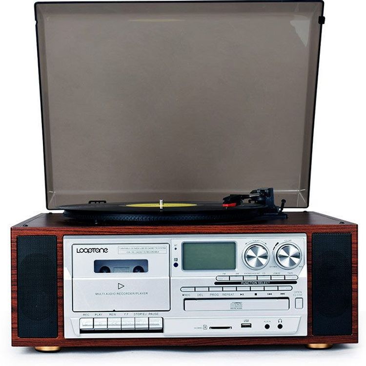 可议价】多功能18F黑胶唱片机留声机CD磁带FM/AM收音机蓝牙音箱
