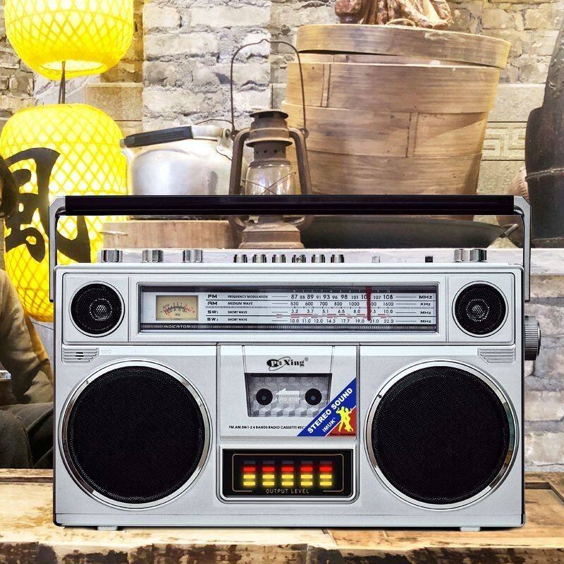 80年代老式复古双声道立体声录音机磁带机卡带机多波段调频收音机