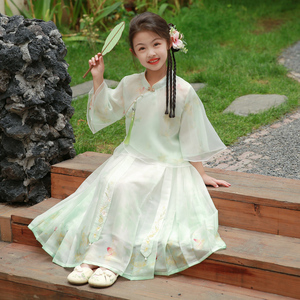 童装女童马面裙套装春夏装女孩旗袍连衣裙儿童古装中国风汉服裙子
