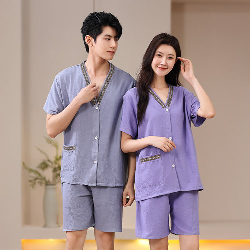 艾灸服男女纯棉前后开扣针灸按摩