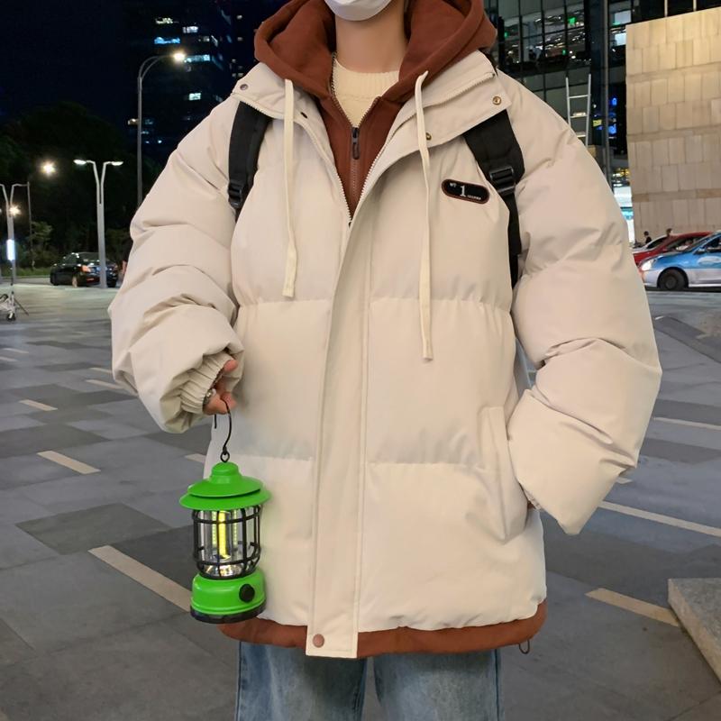 假两件棉服男款冬季宽松休闲加厚保暖棉衣外套日系潮流连帽棉袄子