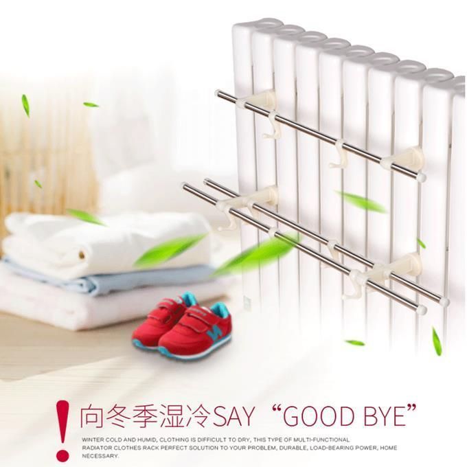 散热器水电暖气片晾衣架毛巾架家用不锈钢管杆架子挂钩衣架免打孔