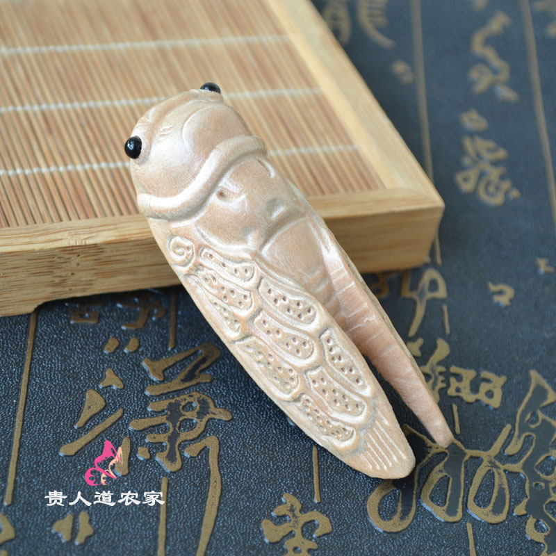 桃木桃木金蝉文玩一鸣惊人手把件图片