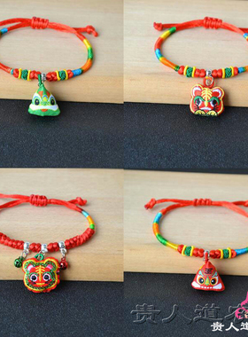 刺绣亮片老虎头粽子小香包手绳
