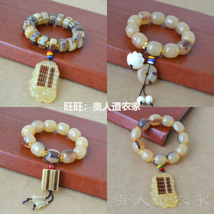 仿羊角手链文玩珠牛角算盘手串男民族风平安扣莲花景点热卖饰品