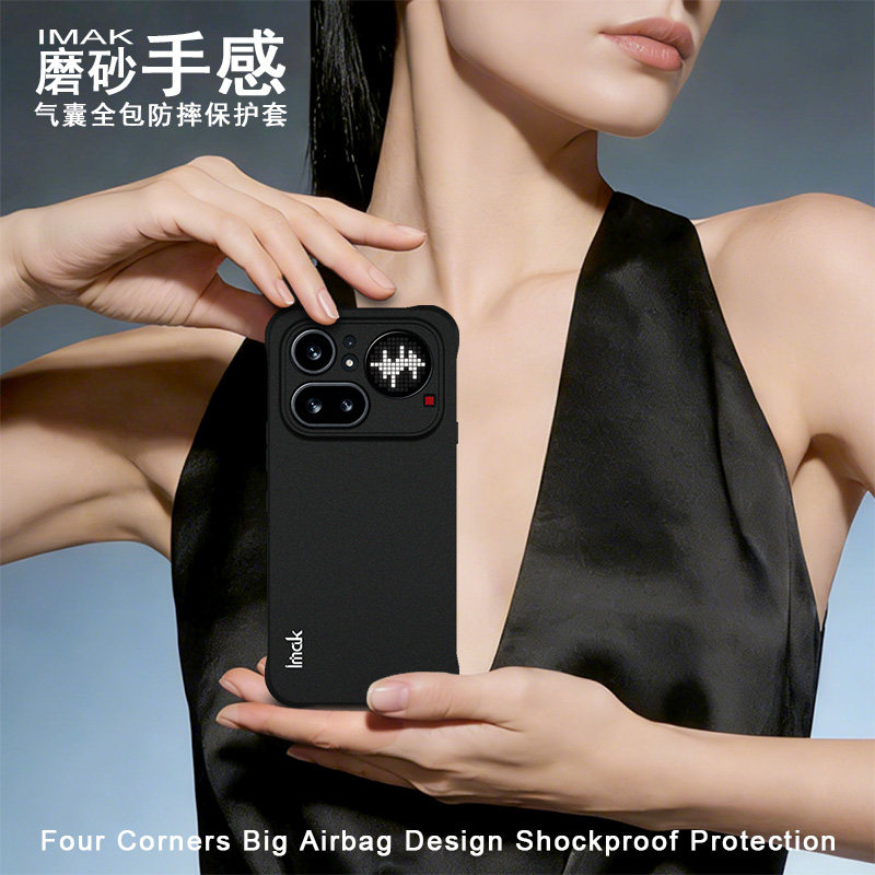 IMAK适用于Nothing phone4a Pro 5G 全包防摔软套气囊版磨砂黑简约保护套磨砂手感手机壳四角手机保护套图片