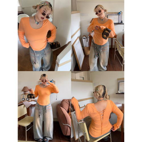 阿周家扭扭美背高弹显瘦T恤