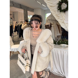 澳洲绵羊毛双面呢大衣 真狐狸毛 阿周家大码 本期bi入C位千金
