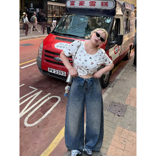 阿周家 重磅水洗翻边高质感牛仔气球裤 中腰阔腿裤 进店b入神裤