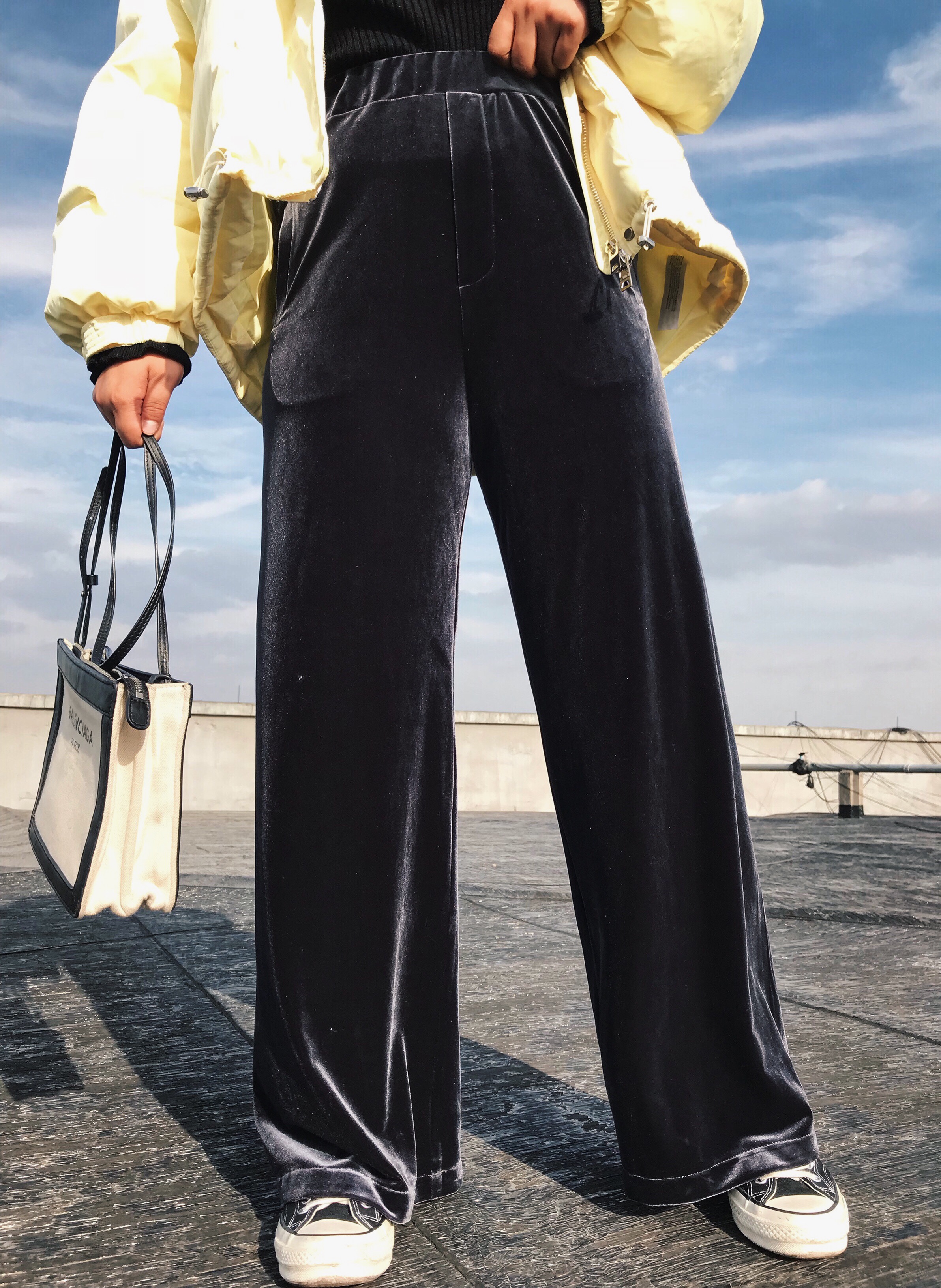 °¢ÖܼÒÅÖMMÁ½É«Ë¿ÈÞ³¤¿ã2018Çﶬ΢ÅÖ´óÂëÅ®×°¿íËÉÏÔÊݰٴîÐÝÏпã