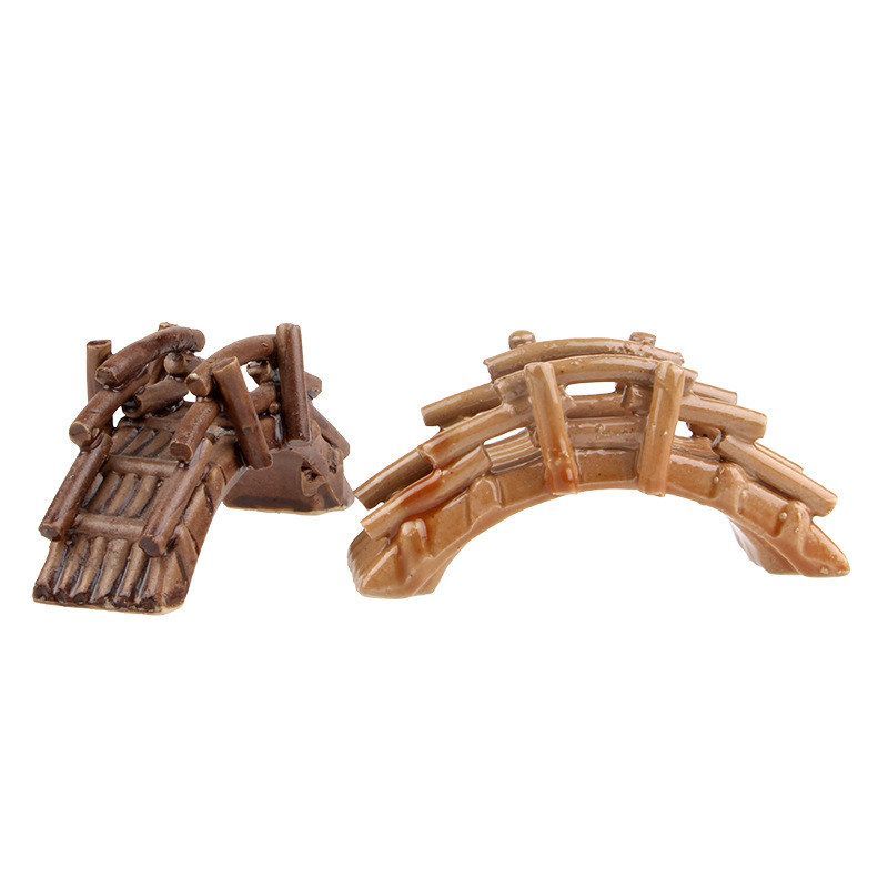 鱼缸装饰鱼苗水族箱造景微景观盆景假山吸水石陶瓷摆件拱桥竹桥