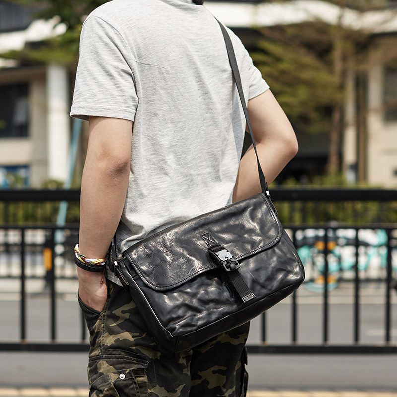 复古邮差包真皮斜挎包男款