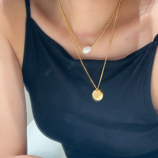 Tangtown925纯银金币草莓项链+宝石choker