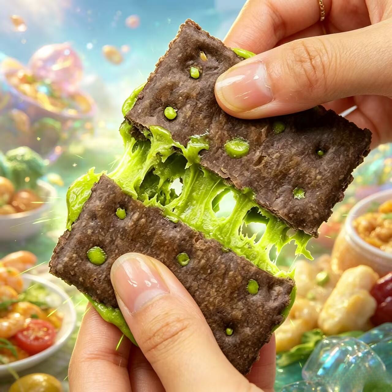 开心果酱夹心牛轧饼干巧克力燕麦可可手工网红早餐解馋休闲小零食
