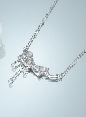 小众个性ins冷淡风高级感极简气质液态膨胀水滴S925纯银项链