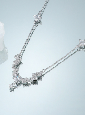小众个性ins冷淡风高级感极简气质金属锆石S925纯银项链女