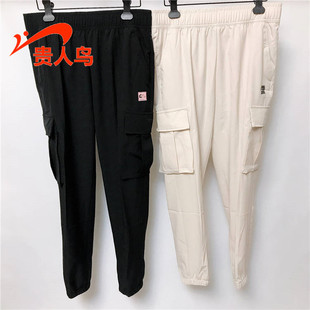 裤 贵人鸟九分裤 黑色宽松束脚休闲运动工装 2024夏新款 C322G10 女裤
