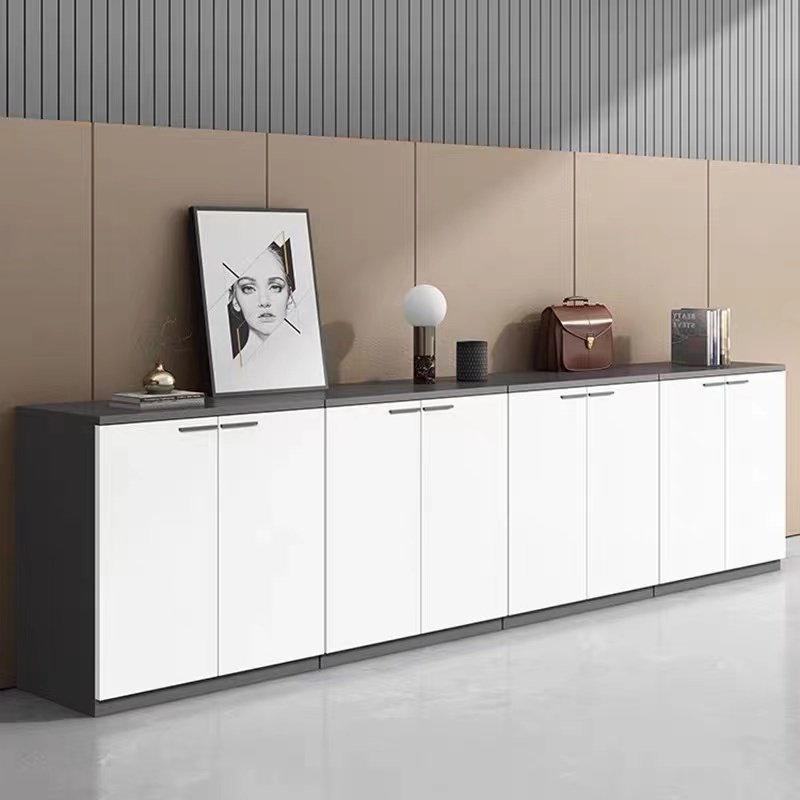 办公室矮柜储物柜落地收纳柜带锁文件柜资料柜木质隔断柜桌边侧柜