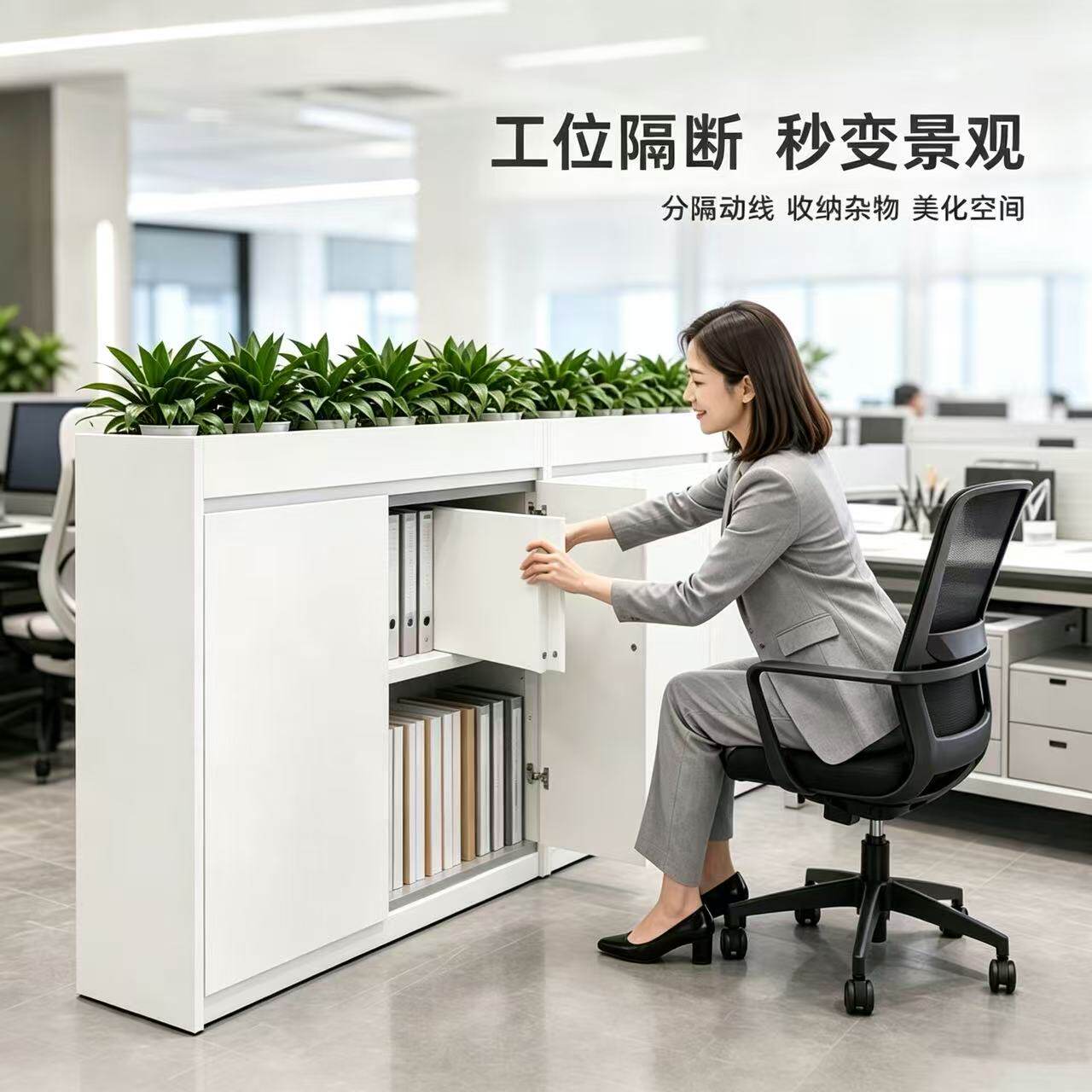 办公室隔断绿植花槽柜