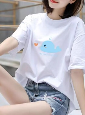 2026潮牌短袖t恤夏季男女情侣宽松大码纯棉圆领短袖体恤