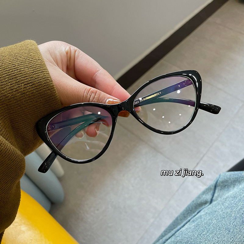 复古猫眼黑框眼镜素颜神器斯文败类猫型大框大脸圆脸胖脸眼镜框女