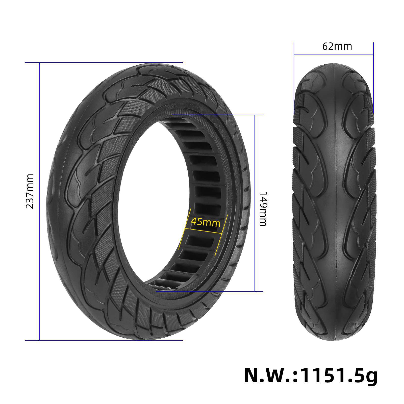 适用于 9号max G30 G30lp 电动滑板车10x2.5实心轮10*2.5蜂窝轮胎