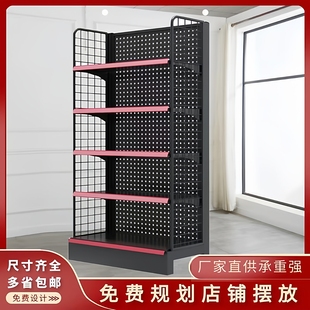 超市小货架子饮料槟榔零食面包架带侧网端头陈列架展示架窄小商用