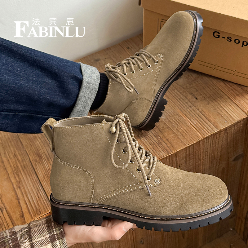 法宾鹿工装风马丁靴2025秋冬新款