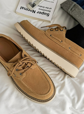 法宾鹿男士英伦复古工装鞋反绒皮大头皮鞋休闲男鞋低帮马丁靴秋冬