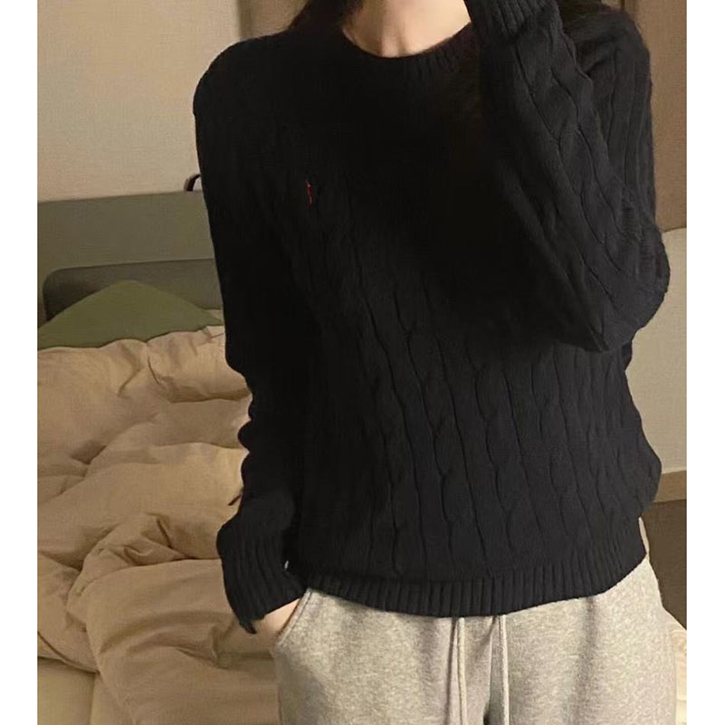 阳光家 秋冬外贸欧美经典麻花圆领套头女装毛衣羊毛+羊绒针织衫