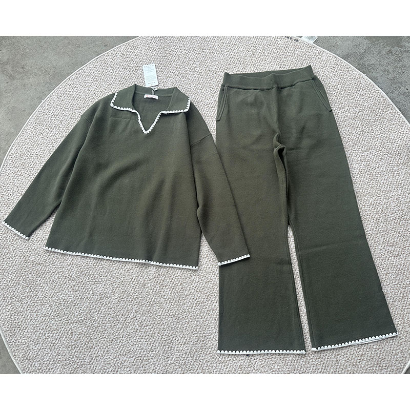 外贸欧美针织衫上衣+阔腿裤
