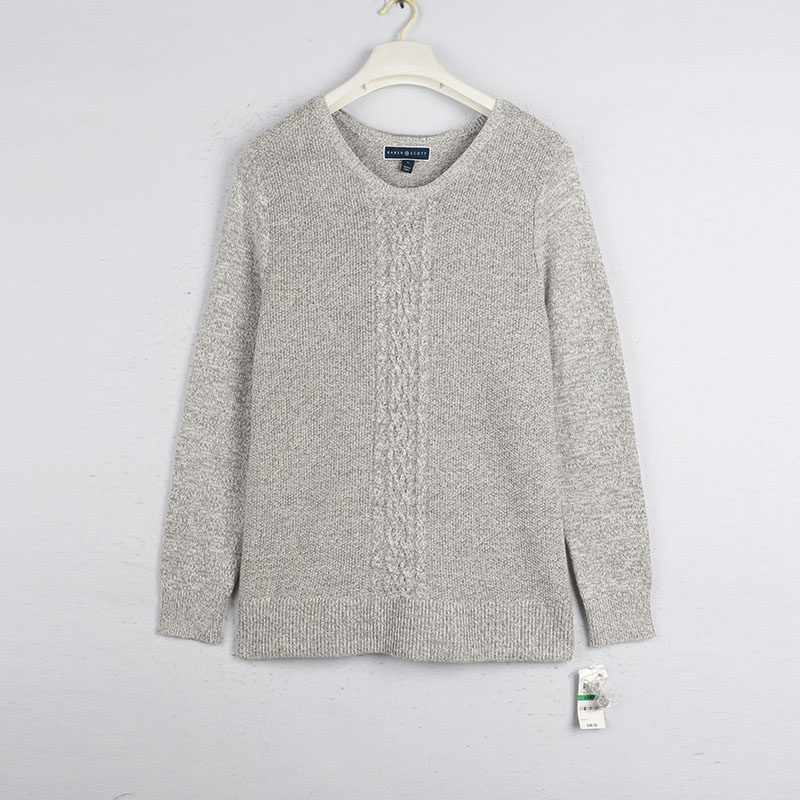 阳光家 秋冬季新款外贸欧美大码女装圆领麻花套头毛衣针织衫打底