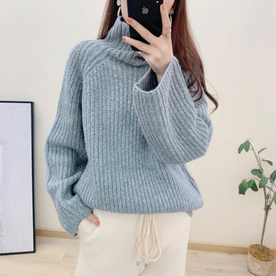 阳光家 秋冬外贸欧美宽松大码厚款高领毛衣粗毛线柔软女装针织衫