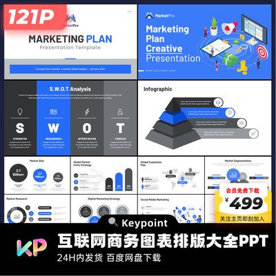 121页了不起的商务图表大全蓝黑主题PPT模板大师ppt设计keypoint