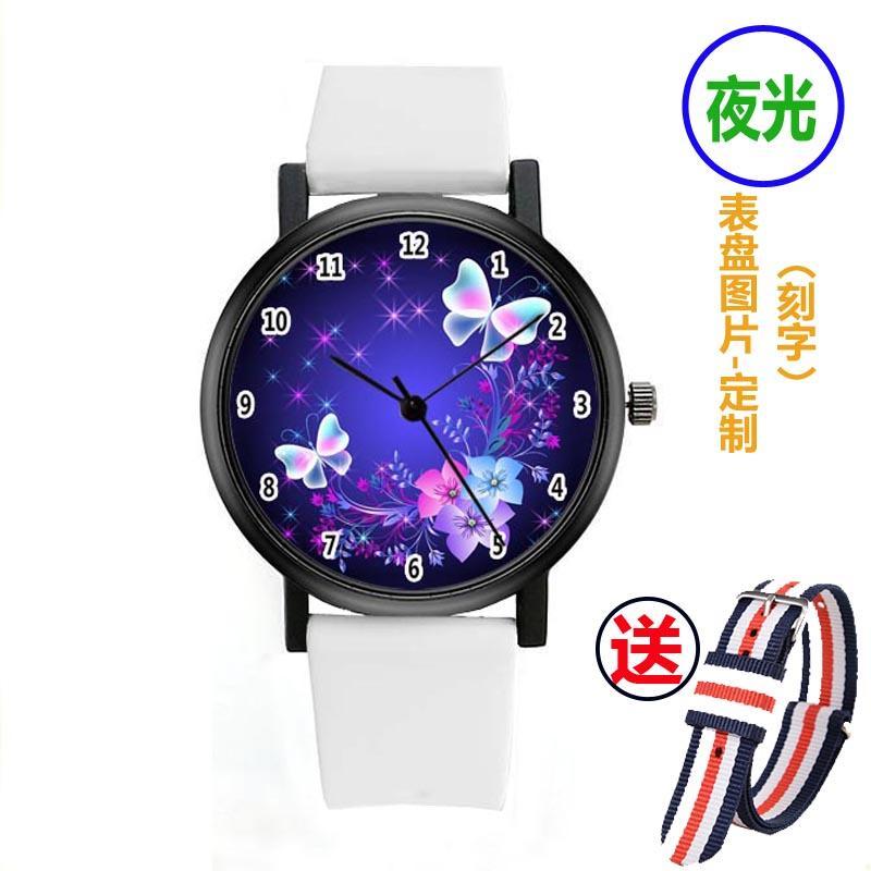 2024新款夜光梦幻蝴蝶手表女孩石英表挂表蝴蝶图案表女表卡通表学