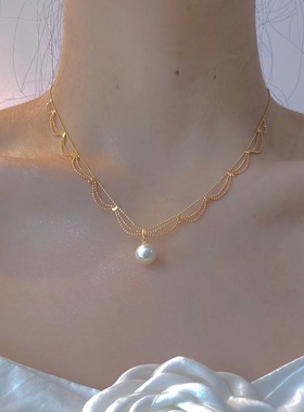 蕾丝公主珍珠女气质毛衣链