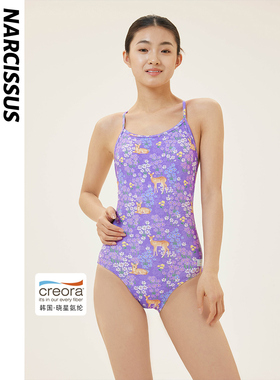 水仙SWIM原创小鹿清新连体泳衣女款吊带三角游泳馆运动竞速泳衣