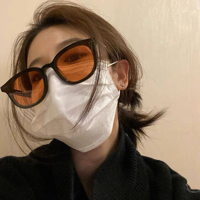 韩版黑框复古茶黄色墨镜男士网红街拍圆脸大脸防紫外线太阳镜女潮