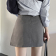 2025春秋高级灰直筒短裙高腰显瘦通勤小个子半身裙学院百搭a字裙