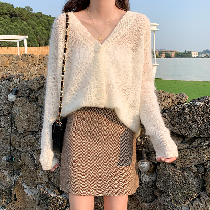 复古风毛呢秋冬季人字纹半身裙