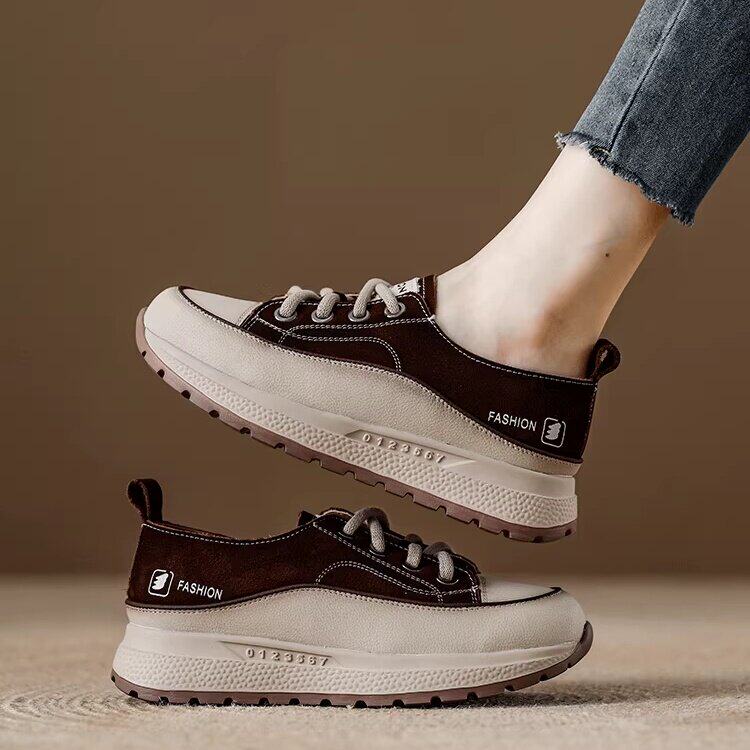 2026香港潮牌真皮跑步运动休闲女鞋子头层牛皮复古软底