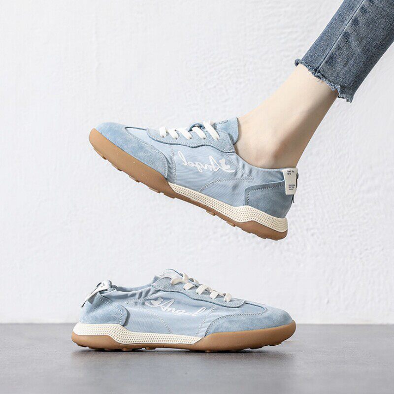 阿甘鞋女鞋 香港潮牌帆布小白鞋 网布圆头单鞋 米白色休闲运动