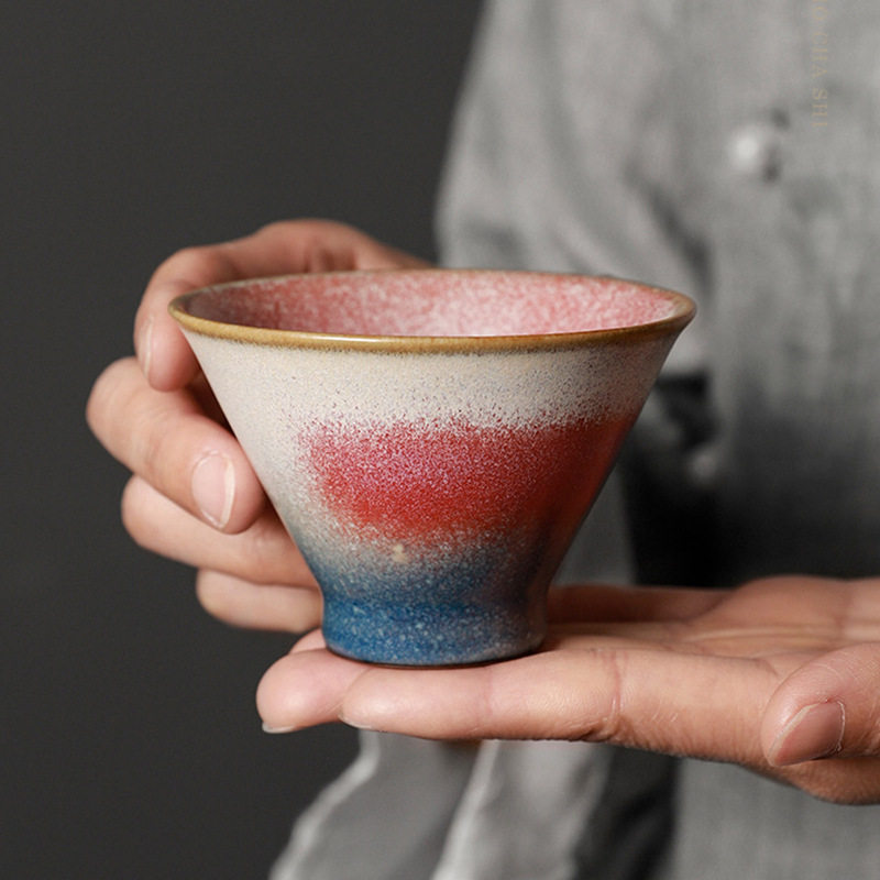 千代铁胎彩虹濑户烧陶瓷茶杯建盏主人杯高档粗陶日式窑变单杯茶碗