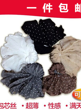 夏季波点丝袜带点短袜薄款透明女水晶丝满天星袜子黑色防勾丝耐磨