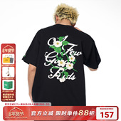 潮牌情侣夏季 AFGK25SS蔓延花卉刺绣短袖 T恤男女美式 复古休闲体恤