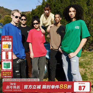 休闲半袖 t恤男女情侣体恤上衣美式 基础短袖 AFGK国潮重磅13色夏季