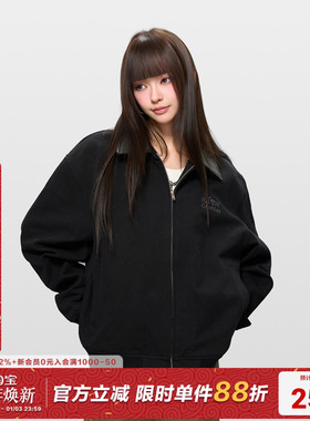 AFGK25FW基础刺绣底特律夹克美式复古翻领外套男女春秋休闲上衣